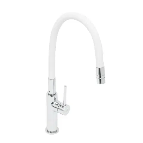 Dřezová baterie SAT se silikonovým ramínkem bílá/chrom SATBSD290B SATBSD290B