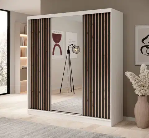 ArtAdrk Šatní skříň IDA | bílá/černá 200 cm