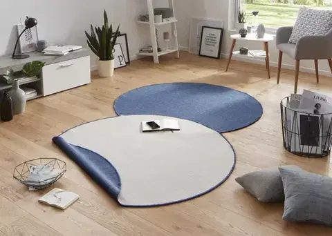 Hanse Home, DOPRODEJ: 140x140 (průměr) kruh cm Kusový koberec Twin-Wendeteppiche 103100 blue cream kruh – na ven i na doma, 140x140 (průměr) kruh, modrá, chodba / předsíň