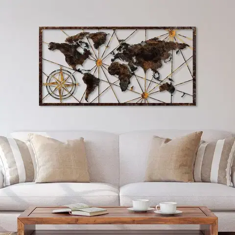 Dekorativní kovový doplněk na zeď World Map Large - 1