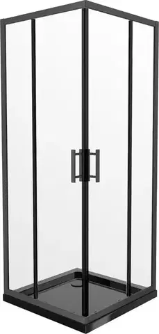 MEXEN/S Rio čtvercový sprchový kout 90 x 90, transparent, černý + vanička se sifonem Flat, černý 860-090-090-70-00-4070B