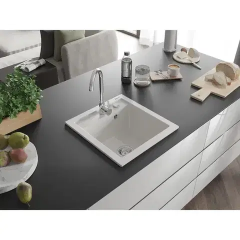 Granitový dřez MEXEN VITO bílý + baterie Telma chrom