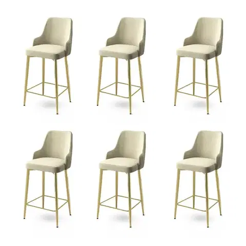 Bar Stool Set (6 Pieces) Enox - Cream, Gold