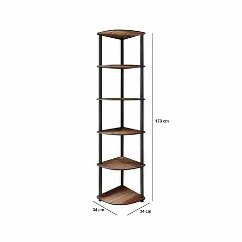 Regál Corner Walnut, 6 polic, M