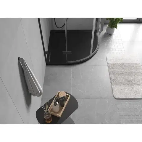 MEXEN Flow Sprchová vanička čtvrtkruh slim 90 x 90, černá mat 46Q709090