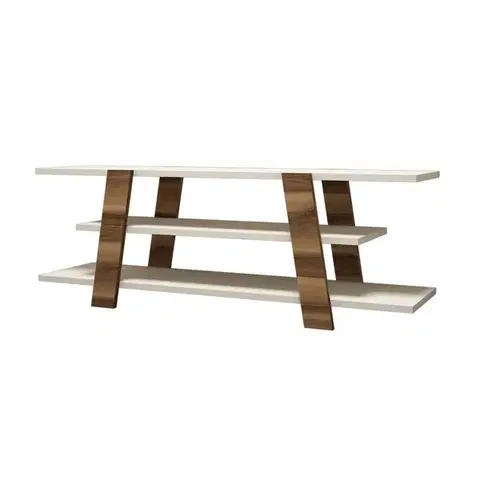 TV stolek Flower - Walnut, Cream