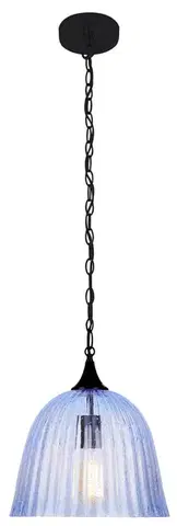 Modrá skleněná závěsná lampa Váza