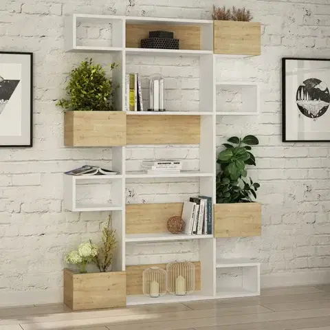 Knihovna Niho - White, Oak