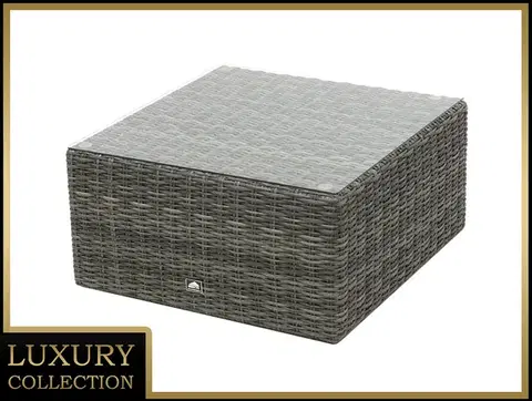 DEOKORK Ratanový stolek/taburet 73 x 73 cm BORNEO LUXURY (šedá)