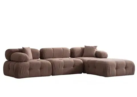 Rohová sedací souprava Doblo 3 Seater with Pouffe ( L1-O1-1R-Pouffe) - Cappuccino