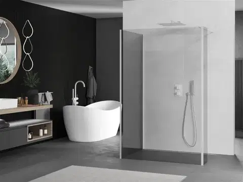 MEXEN/S Kioto Sprchová zástěna WALK-IN 110 x 110 x 30, transparent, bílá 800-110-110-221-20-00-030