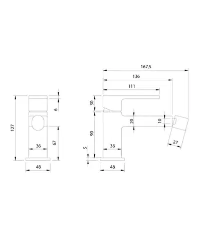 OMNIRES BARETTI bidetová baterie černá mat /BLM/ BA7820BL