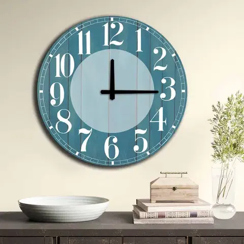 Wallity Nástěnné hodiny MDF modré vintage