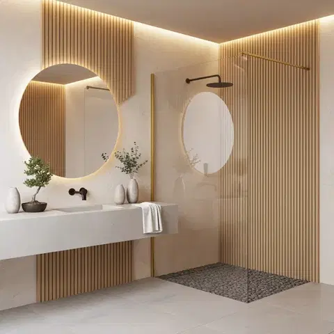 REA/S Sprchová zástěna Flexi Transparent / Brush Gold 120 KPL-K99260