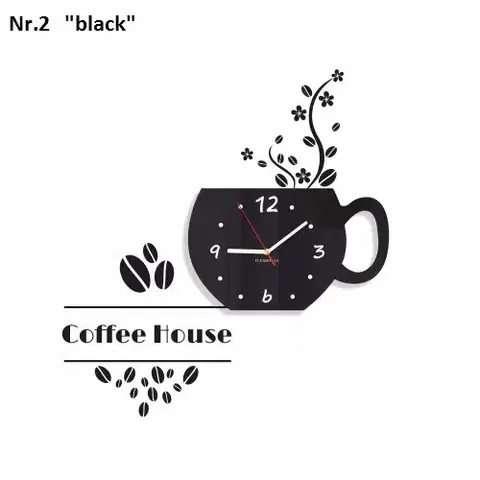 Coffee House dekorační hodiny do kuchyně Černá