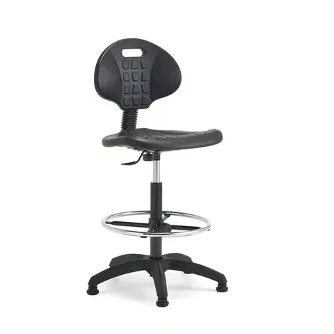 Dílenská pracovní židle KILDA, 560-740 mm, opěrný kruh, černá