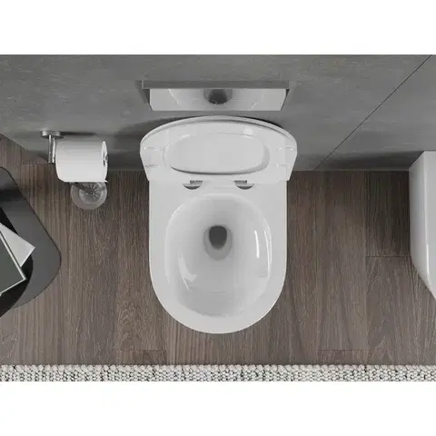 MEXEN/S Rico Závěsná WC mísa Rimless Tornado včetně sedátka s slow slim, duroplast, bílá lesk 30720100T
