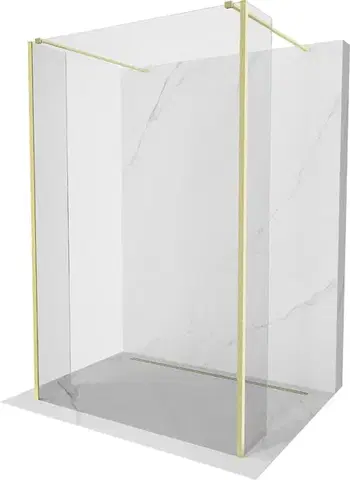 MEXEN/S Kioto Sprchová zástěna WALK-IN volněstojící 90 x 30 x 30, transparent, zlatá kartáčovaná 800-090-030-222-55-00-030