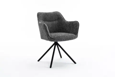 Estila Moderní designová otočné křeslo Kristal Graphite s tmavým šedým čalouněním a kovovými nožičkami 80 cm
