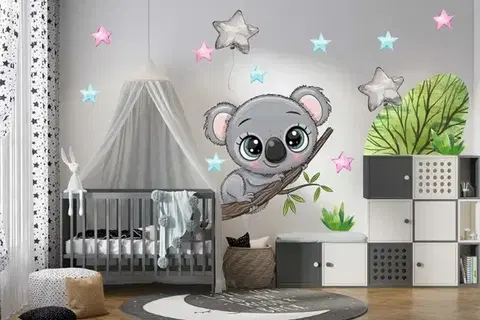 Samolepka na zeď pro děti roztomilé koala ve hvězdách 60 x 120 cm