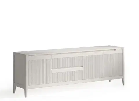 Estila Luxusní moderní TV stolek Tallin s vroubkovaným čelem se dvěma zásuvkami a třemi dvířky 190 cm