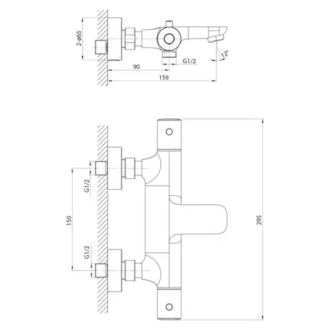 SAPHO KIMURA nástěnná vanová termostatická baterie, chrom KU210