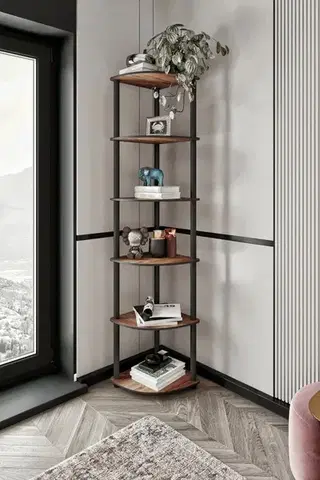 Knihovna Bookcase 6 Corner - Walnut