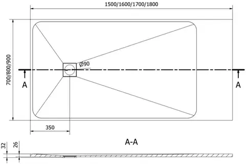 MEXEN Bert obdélníková sprchová vanička SMC 170 x 90, černá 4K709017
