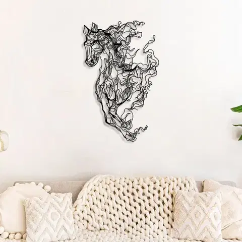 Dekorativní kovový doplněk na zeď Metal Horse Line Art - APT724