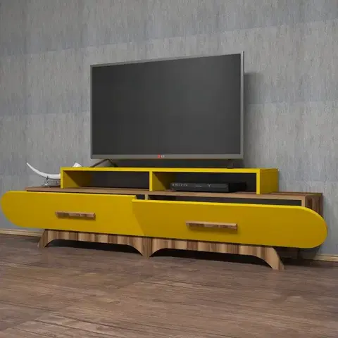 TV stolek Flora - Walnut, Yellow
