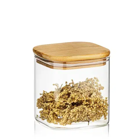 4Home Skleněná dóza na potraviny s víkem Bamboo, 550 ml, 550 ml