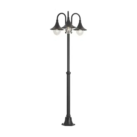 Klasická venkovní lucerna černá 200 cm 3-světla IP44 - Daphne