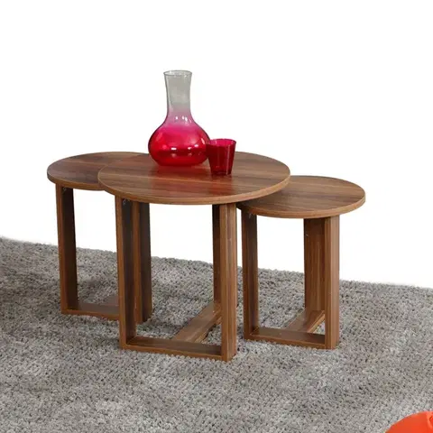 Sada odkládacích stolků (3 kusy) Mira - Walnut