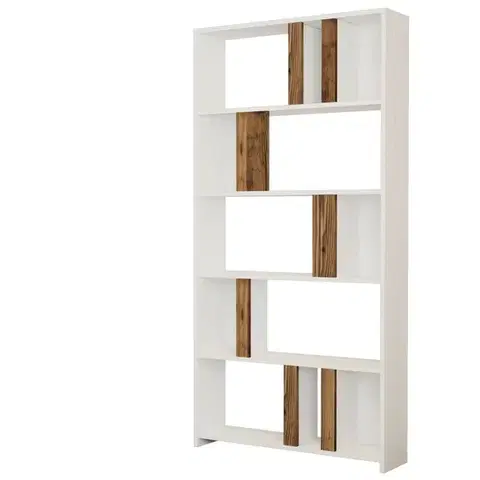 Knihovna Lima - White, Walnut