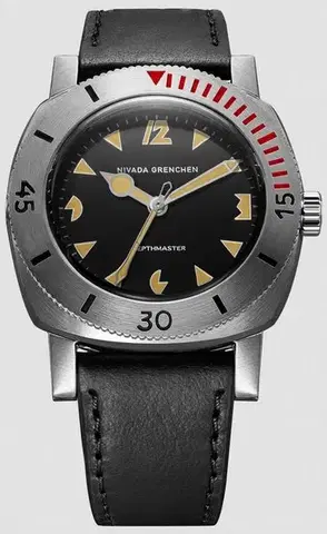 Nivada Grenchen Art Deco Depthmaster - Black Leather