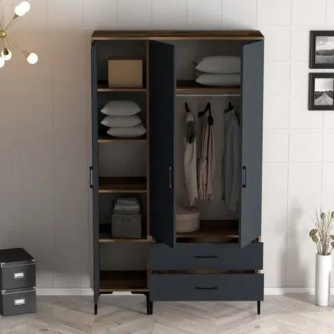Šatní skříň Kumsal PT - Walnut, Anthracite