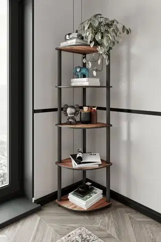 Knihovna Bookcase 5 Corner - Walnut