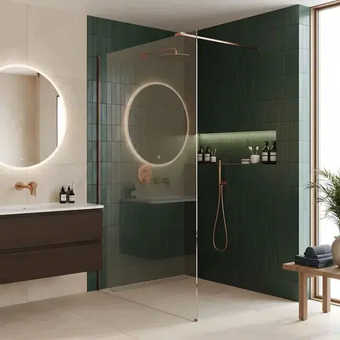 REA/S Sprchová zástěna Flexi Transparent / Brush Copper 80 KPL-K99367