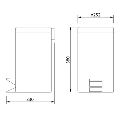 AQUALINE SIMPLE LINE odpadkový koš kulatý 12l, nerez lesk 27112