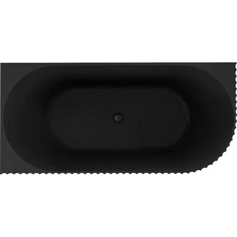 MEXEN/S Gia volně stojící rohová vana reliéf levá 170 x 80, černá mat, sifon a přepad černá 52701708071L-70