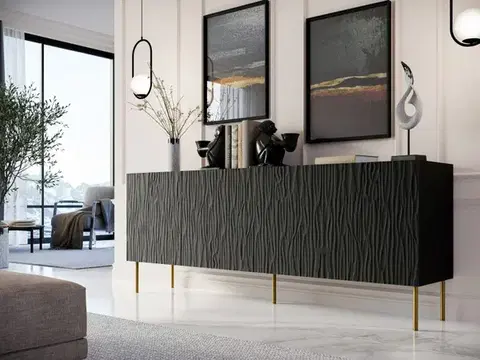 HALMAR Komoda Jungle 190 cm černá/zlatá