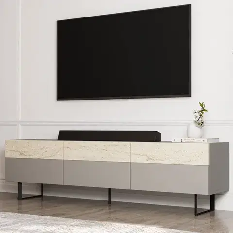 TV stolek Sign - Grey, Travertine