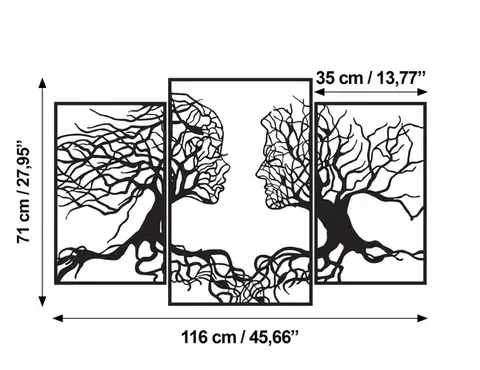 Wallity Nástěnná kovová světelná dekorace Tree Person černá