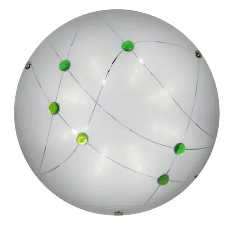 Stropní LED stropní lampa Duca bílé zelené krystaly