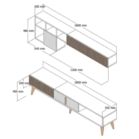 TV stěna / Sestava pod TV Milan TV - Walnut, Anthracite