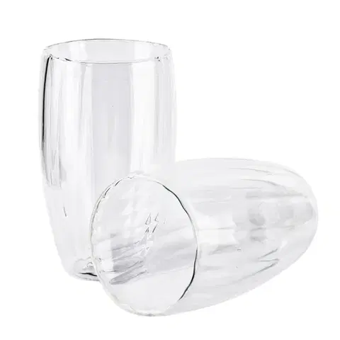 Allesken Sada 2 ks skleněných hrnků PETER STRIPES 450 ml čirá