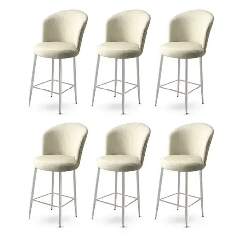 Bar Stool Set (6 Pieces) Alte - Cream, Chrome