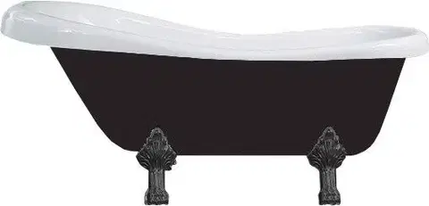 MEXEN/S Retro volně stojící vana 170x75 cm bílá / černá černá nohy , zátka sifonu chrom 53251707575-70
