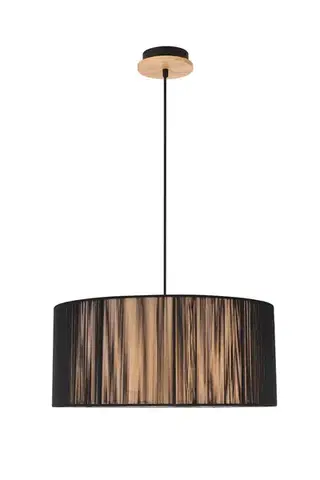 Černá dřevěná závěsná lampa 45cm Kioto Ledea