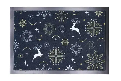 Mercury Flooring, Rohožka vánoční Sněhové vločky se soby, 40x60, vícebarevná